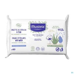 Mustela Ch Bio Lingettes Coton Eau 60