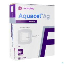 Aquacel Ag Foam Adhesif 10x10cm 10