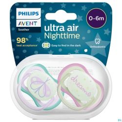 Philips Avent Sucette +0M Air Night Mix Scf376/17