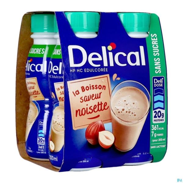 Delical Boisson Lactee S/Sucre Noisette 4X200Ml
