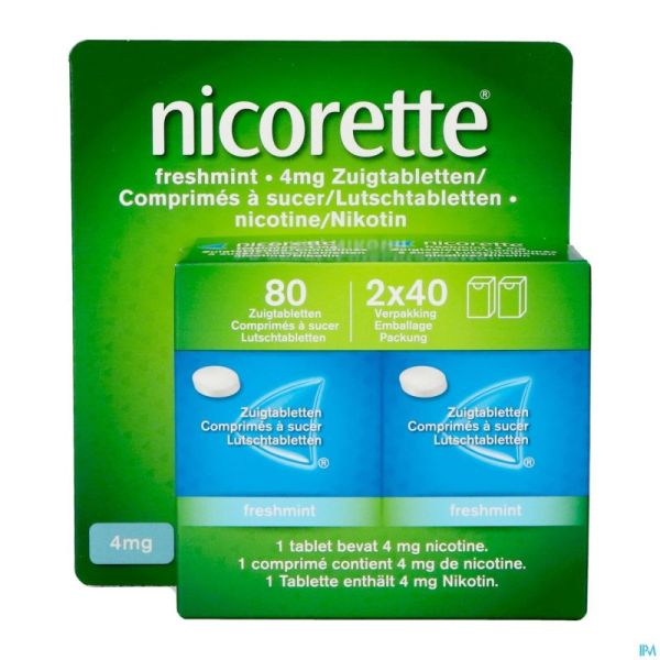 Nicorette Freshmint 4Mg Comp A Sucer S/Sucre 80 Nf