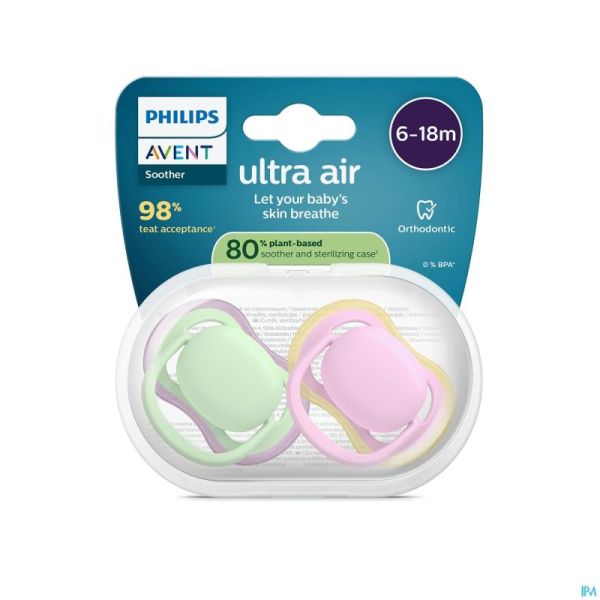 Philips Avent Sucette +6M Air Rose/Vert 2