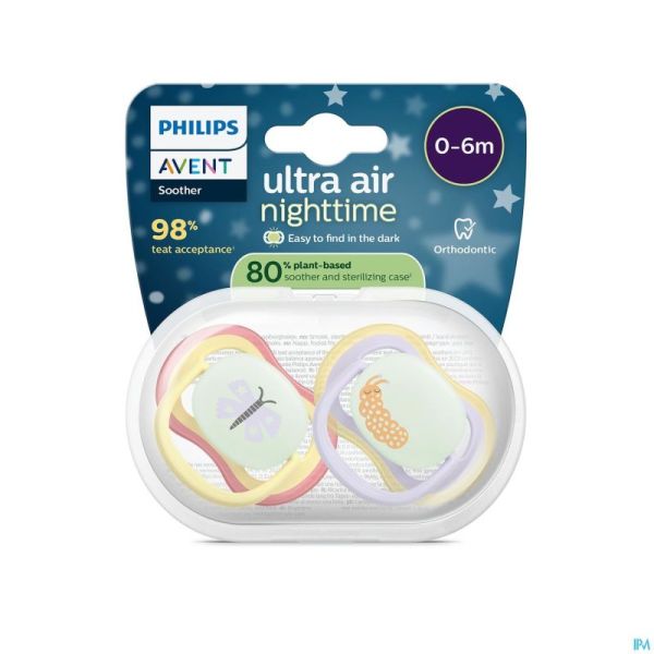 Philips Avent Sucette +0M Air Nuit Papillon/Chen.2