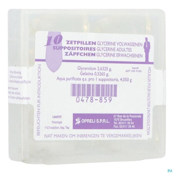 Suppositoires Glycérine Adultes Zäpfchen 10