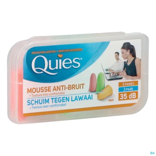 Quies Protection Auditive Mousse Fluo 3 Paires