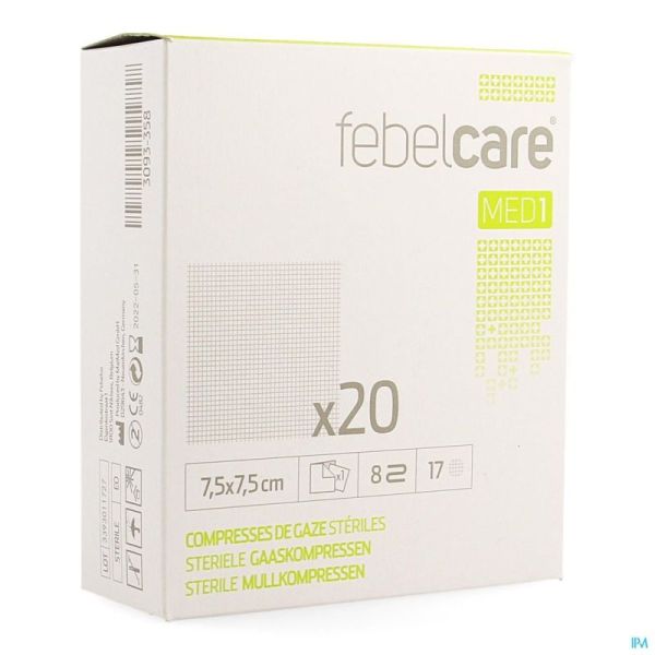 Febelcare Med1 Steriele Gaaskompres 7,5x7,5cm 20x1
