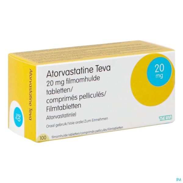 Atorvastatine Teva Pi Pharma 20mg Comp Pell100 Pip
