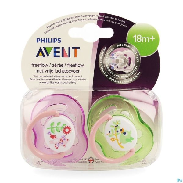 Philips Avent Sucette Fash. 18M+ Animal Bleu/Rose