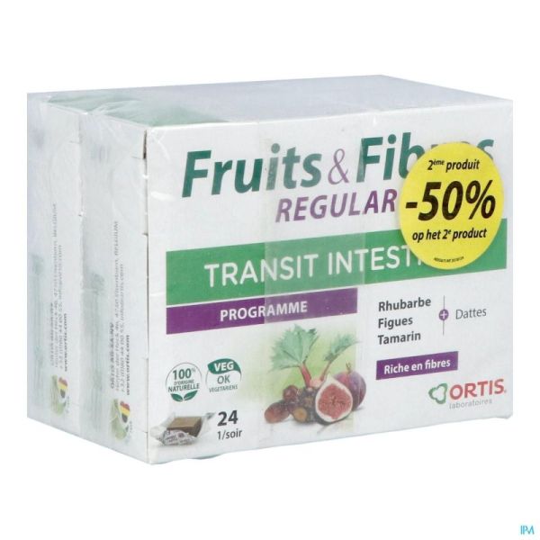 Ortis Vruchten & Vezels Regul.blokjes 2x24 2e -50%