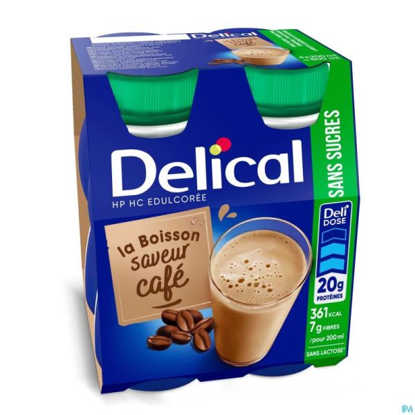 Delical Boisson Lactee S/Sucre Cafe 4X200Ml