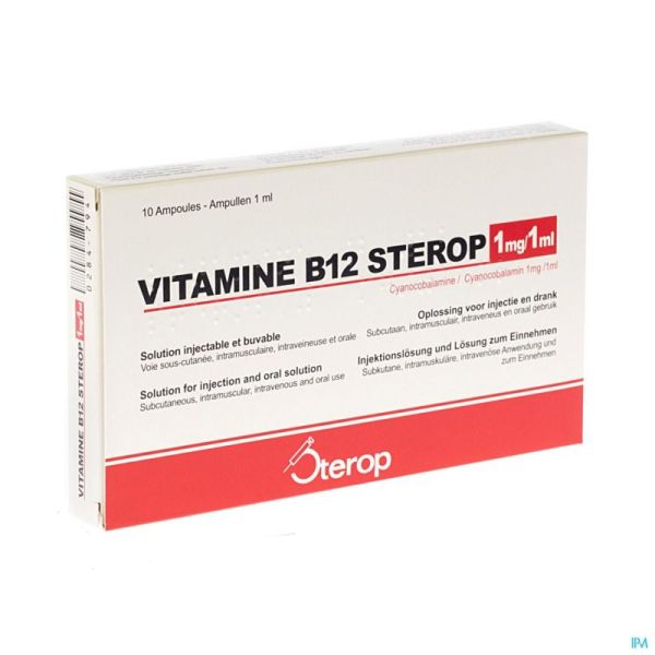 Vitamine B12 Sterop 1 mg/1 ml Lös. z. Einnehm./Inj-Lös. i.m./i.v./s.k. Amp. 10 x 1 ml