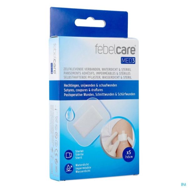 Febelcare Med3 Pans. Adh. Ster. Wtp 7x5cm 5
