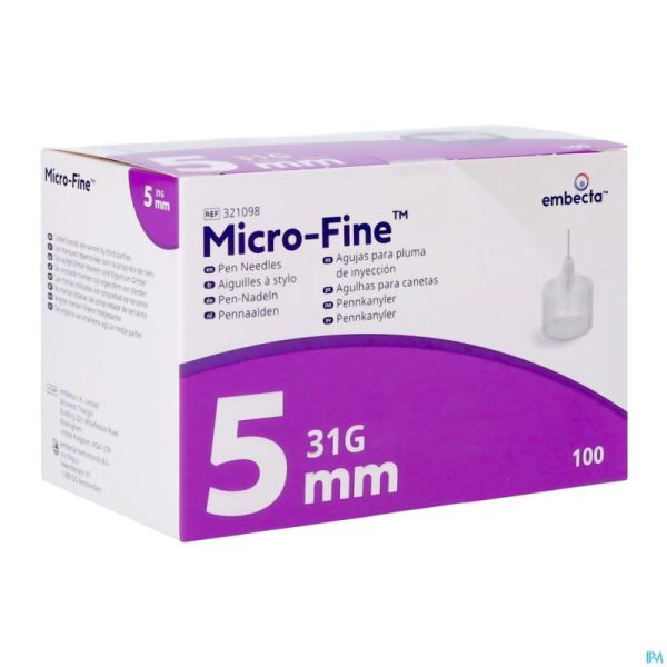 Microfine Ultra Aiguille Stylo 5Mm 31G 100