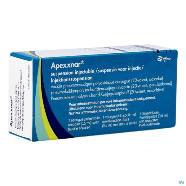 Apexxnar (prevenar 20) Susp Inj Voorgev.spuit0,5ml
